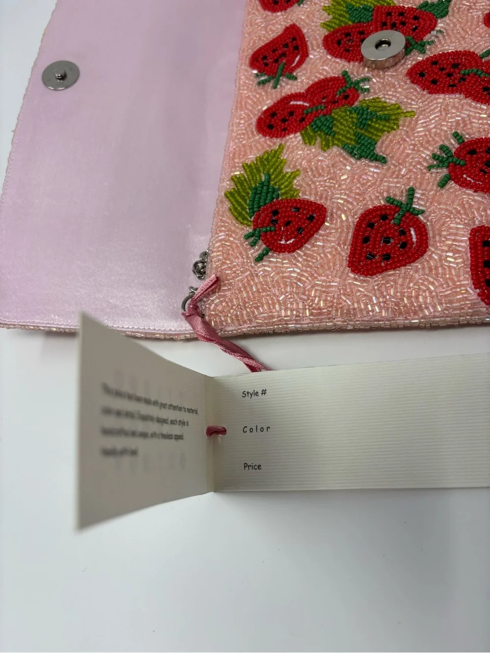 Pink Strawberry Beaded Tianany Clutch